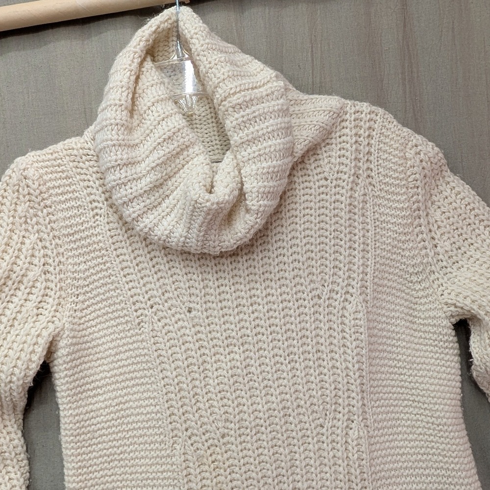 Banana Republic Cowl Neck Sweater Ivory Merino Wool Alpaca Blend Italian Yarn M